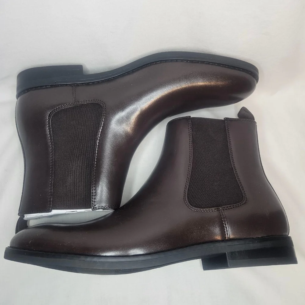 Alfani Luka 2 Brown Pull-On Chelsea Boots NWT Sz 12 Retail $70 Vegan Leather